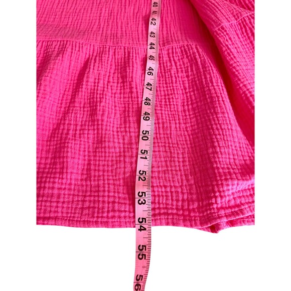 4Our Dreamers Gauzy Cotton Tiered Maxi Dress Sz L Hot Pink Boho Beach Feminine - Picture 8 of 10